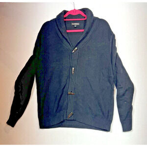 Express‎ Mens Large Black Shawl Collar Button Up Cardigan Sweater